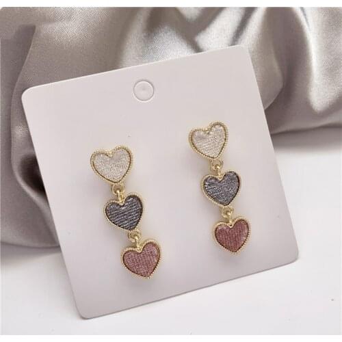 Korean Romantic Pink Contrast Color Frosted Heart Love Drop Pendent Earrings for Women Girls Lover Ear Jewelry Gift 2021 Trend