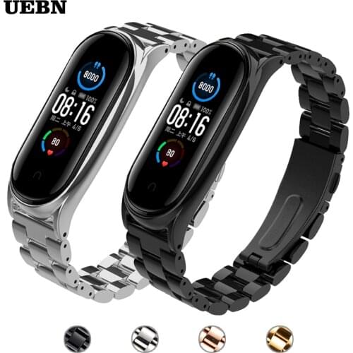 UEBN Metal Strap For Xiaomi miband 6 replacement wrist strap Stainless Steel Bracelet Mi6 Mi 5 Wristbands for Xiaomi mi band 5