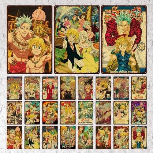 New Metal Signs Japanese Anime Vintage The Seven Deadly Sins Retro Laputa: Castle In The Sky Poster Vintage Poster for Kids