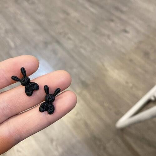 Orgin Summer Unique Design Stereoscopic Black Color Rabbit Stud Earrings for Women French Matte Earrings Jewelry Accessories
