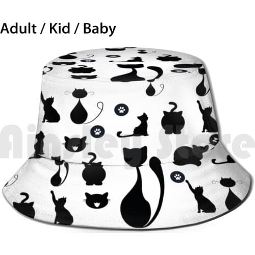 Cats Bucket Hat Adult kid baby Beach Sun Hats Cat Pussy Cat Cat Tip Cat Step Animal Animals Pet Cute Kawaii