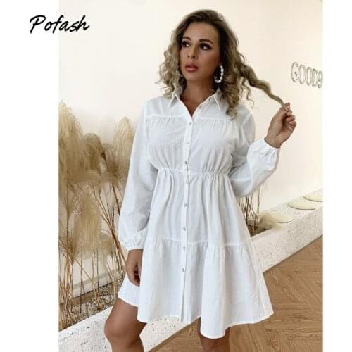 Модные платья-рубашки POFASH China At AliExpress