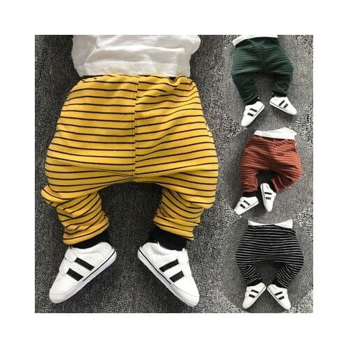 Toddler Infant Baby Boys Casual Pants 2019 Spring New Kids Boys Cotton Striped Harem Pants Toddler Girls Trousers Baby Clothes
