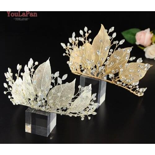 TOPQUEEN HP212 two colors wedding crown Beautiful Leaves Headbands Fashion Women Hair Band Simple Elegant Bride Accessories