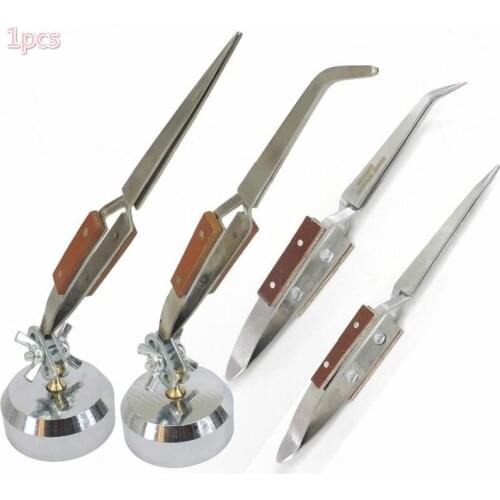 Pro Jewelry Soldering Tweezers Straight Curved Tip Selflock Welding Tweezer Cross Locking Jewelry Making Craft Tool for Jeweler