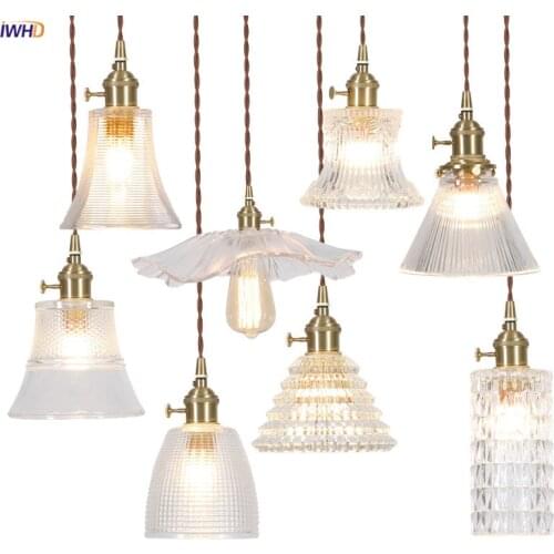 IWHD Nordic Modern Glass Pendant Lamp Bar Cafe Bedroom Restaurant Retro Vintage Hanging Light Hanglamp Pendant Lighting Edison