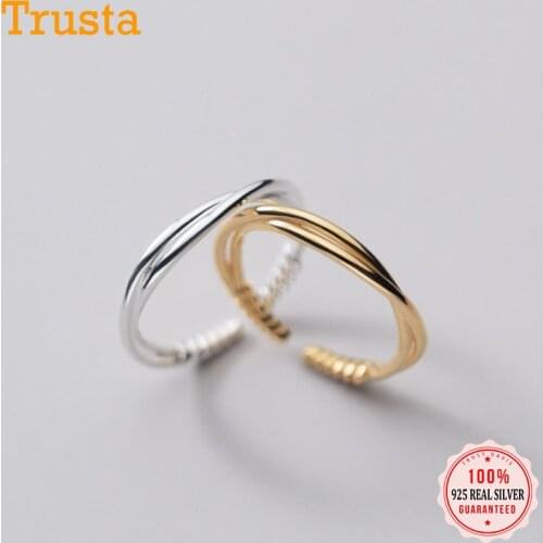 Trustdavis Real 925 Sterling Silver Fashion Sweet Cross Opening Cocktail Ring For Women Wedding Christmas Gift Jewelry DB1359