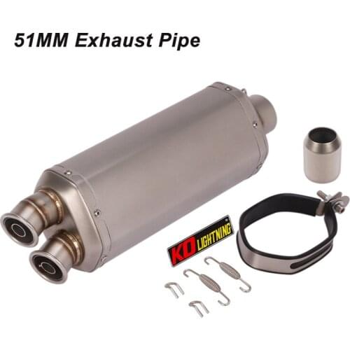 430mm Universal Exhaust Muffler Vent Pipe Two Outlets with Baffle Silencer 51mm for Motorcycle ATV Dirt Bike