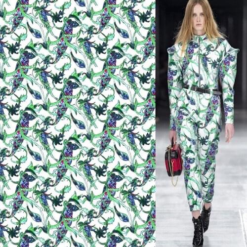 Customized green vine imitation cotton digital printing fabric for dress shirt ladies garment sewing