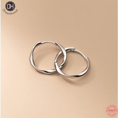 Dreamhonor Wholesale 925 Sterling Silver Twist Circle Round Hook Earrings For Women Wedding Jewelry