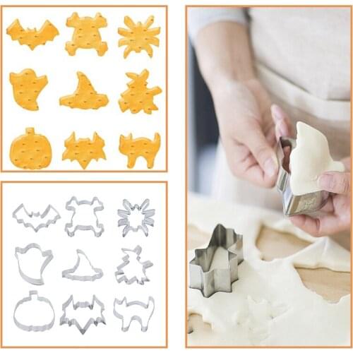 1Pc Metal Cookie Mould Pumpkin Ghost Bat Cat Shape DIY Birthday Masquerade Halloween Theme Home Party Dessert Decor Baking Tools