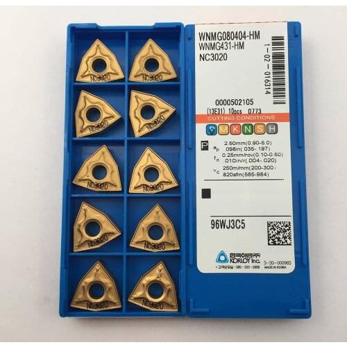 10p CNC Carbide Insert WNMG080404-HM NC3020 / WNMG431 HM CNC Turning Blade For Lathe