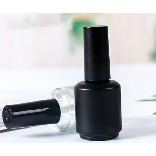 200pcs/lot 15ml Matte Black, White Empty Nail Polish Glass Bottle Containers with Brush Cap