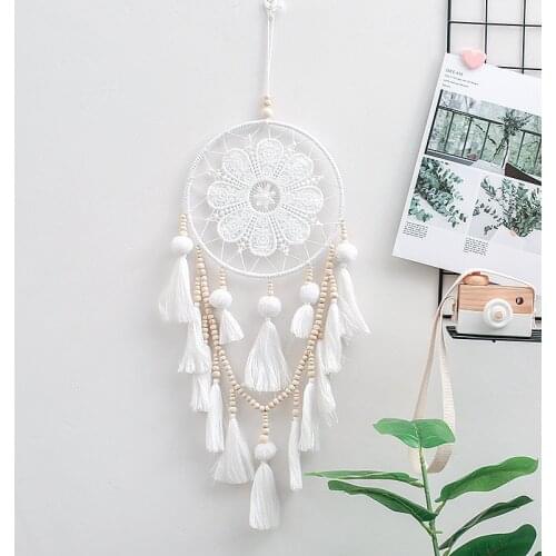 2018 New Creative White Dream Catcher Wind Chime Handmade Pendant Ornaments Bedroom Living Room Wall Wedding Decoration-60244