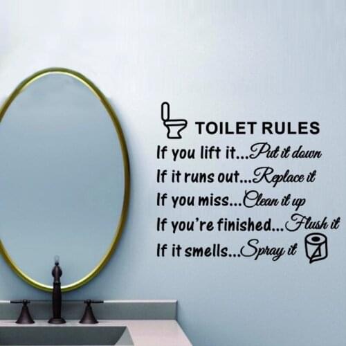 25x29CM RemovableToilet Rules Quote Wall Sticker Bathroom Art Decor PVC Mural Home Decals Toilet Decor