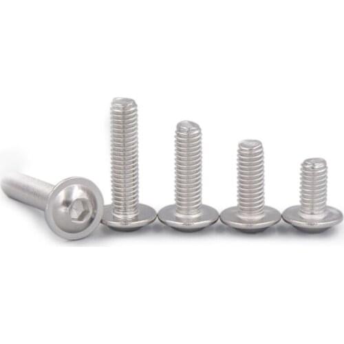 30pcs M3 M4 M5 304 Stainless Steel DIN7380 Inner HEX Bolt Hexagon Socket Mushroom Round Button Head Screw