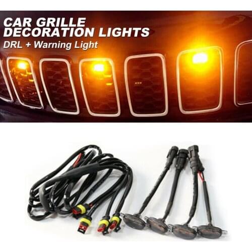 Trim Grille DRL Running Lights Yellow Grill LED 3000k 4pcs ABS Plastic DRL