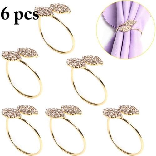 6PCS Napkin Ring Simple Leaf Napkin Buckle Napkin Holder for Dinner Party