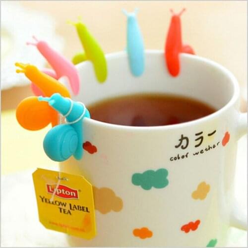 6pcs/Lot Tea bag hanging clips Silicone Snail glass label Tea infuser Zakka Party supplies Novelty households H134