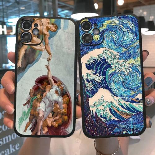 Vintage Mona Lisa David Statue Art Phone Case for iPhone 12 11 PRO Max 6s 8 7 Plus X XS MAX 5 SE XR Aesthetics Silicone TPU Case