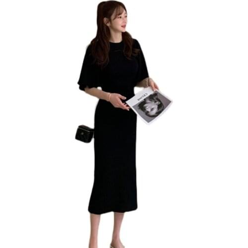 Black Tight Dress one piece korean ladies Sexy Short Sleeve Crew neck cabaret Office party Dresses for women