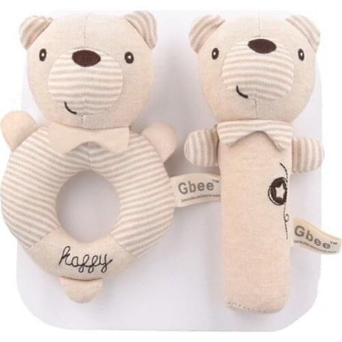 Baby Plush BB Stick Hand Bell Rattle Toys Cartoon Animal Kids Stroller Crib Hanging Rattles Infant Educational Comfort Toys Gift