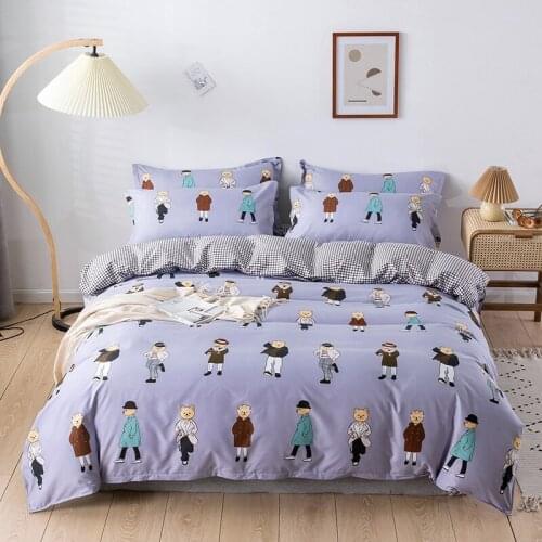 Cartoon Variety Bear Kids Comforter Bedding Set Purple Girl Cute Fashion King Queen Twin Size Bed Linen Duvet Cover Sets Gifts
