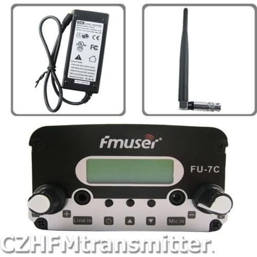 FMUSER fu-7c 5W 7w FM stereo PLL broadcast transmitter hot sale 76-108MHZ+rubber antnena kit
