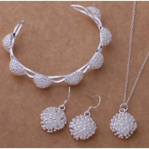 AS323 Hot Lucky Silver Color Jewelry Sets For Women Jewelry Sets Earring 356 + Necklace 692 + Bangle 082 /dvhammoa Bpbakgia