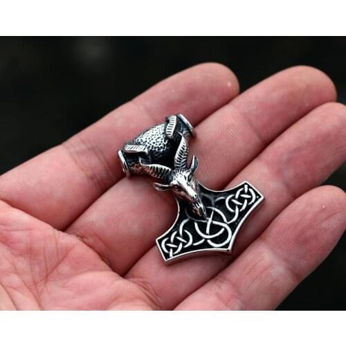 Creative Vintage Sheep Head Pendant Necklace For Men 316L Stainless Steel Animal Viking Pendants 2021 Fashion Fine Jewelry