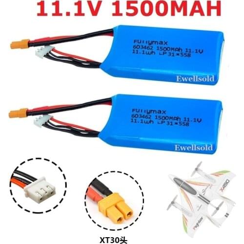 3S 11.1v 1000mAh/1500mAh Lipo Battery for XK X450 FPV RC Drone Spare Parts 11.1 v Rechargeable Lipo Battery XT30