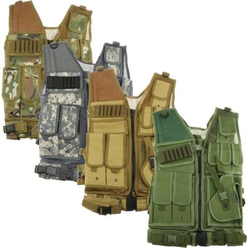Mens Vest Holster Breathable Molle Combat Hiking Training Vest