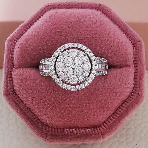 2021 New Luxury Round 925 Sterling Silver Engagement Ring For Women Lady Anniversary Gift Jewelry Wholesale Christmas R5546