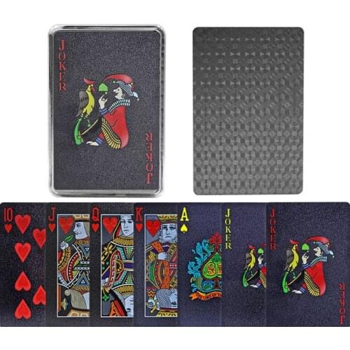 New Quality Plastic PVC Poker Smooth Waterproof Black Playing Cards Gold plated Creative Gift Durable Poker Board Games