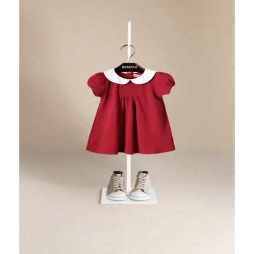 2020 New Arrival Summer Kids Dresses Peter pan Collar A-Line Dress Girls 2 to 6 Years Old Baby Girl Birthday Dress