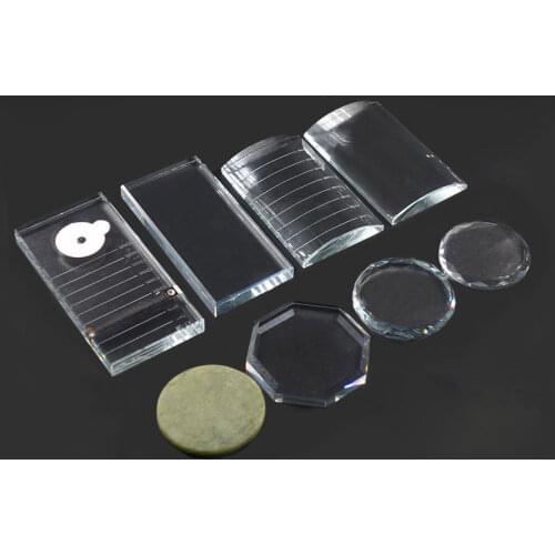 False Eyelash Glue Holder Pallet Eyelash Extension Stand pads with Tick Mark Crystal Glass Adhesive Glue Holder