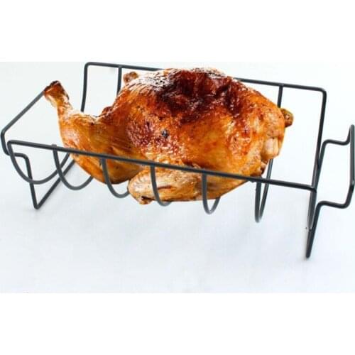 Non-Stick Rib Shelf Stand Barbecue Rib and Roast Rack Stainless Steel Grilling BBQ Chicken Beef Ribs Rack Grilling Basket