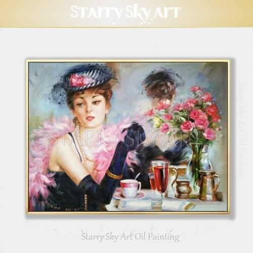 Artist Hand-painted High Quality Impressionist Lady Figure Oil Painting on Canvas Beautiful Lady Portrait Oil Painting for Decor