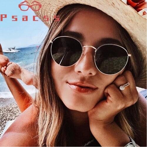 Psacss NEW Metal Round Sunglasses Men Women Vintage Rainbow Color Trend Brand Designer Sun Glasses oculos de sol feminino VU400