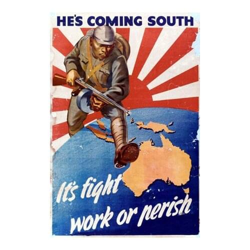 Japan coming south fight work perish WW2 Classic Propaganda Vintage Retro Poster Decorative Wall Canvas Sticker Posters Home Dec