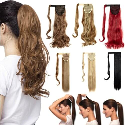 Clip In Ponytail Extension Wrap Around for Women Wavy Curly Hair Fluffy Pony Tail 18,24 Inch,Synthetic Clip In Hair Extension