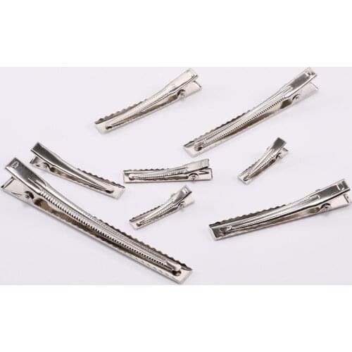20pcs/lot 30/40/45/55mm Flat Metal Single Prong Alligator Hairpin Clip Base For DIY Hair Clips Jewelry Making