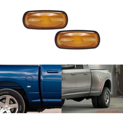 Replace OEM#264131 55077458AA 55077459AA OEM Side Marker Lights For Dodge RAM 2500HD 3500HD Amber Lens