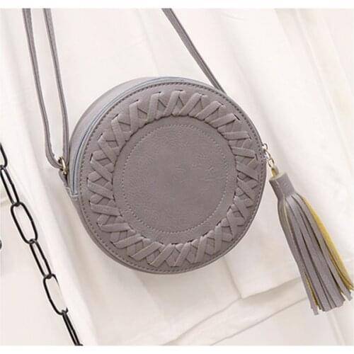 Women Messenger Bags PU Leather Female Crossbody Shoulder Bags Small Lady Circular Bag With Tassel Round Girl Handbag Sac A Main