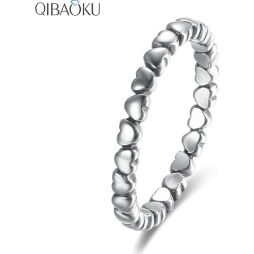 Real 100% 925 Sterling Silver Fashion Love Heart Finger Ring Original Jewelry Gift Women Engagement Wedding Ring