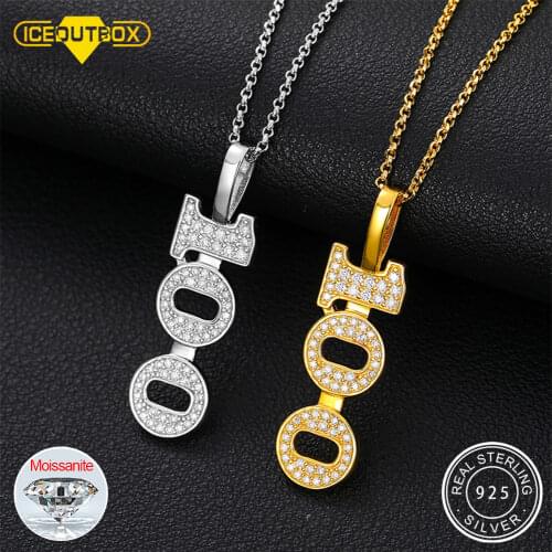 Real 925 Sterling Silver Moissanite Diamond Pendant 100 Shape Necklace D Color High Carbon Simulated Diamond Fine Women Jewelry