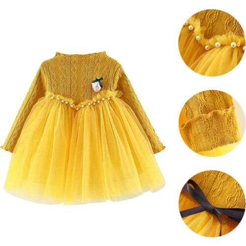 0-6T Spring Spring Baby Girl Dress Cute Girl Long Sleeve Princess Dress Cotton Lace Tutu Casual Dresses Toddler Outfits