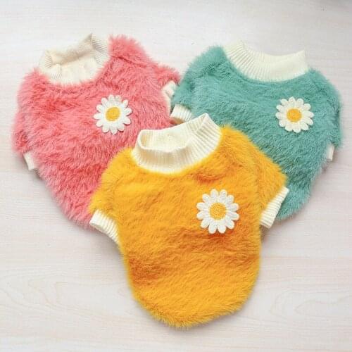 Winter Dog Clothes Daisy Round Neck Pets Outfits Warm Clothes for Small Dogs Cat Costumes Coat Jacket Puppy Sweater Dogs New