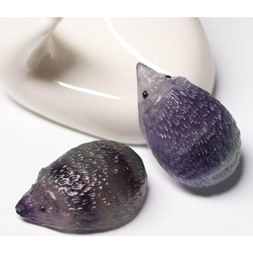 1PC Natural Color Fluorite Hedgehog Animal Carving Crystal Quartz Treatment Reiki Gem Home Decoration Process