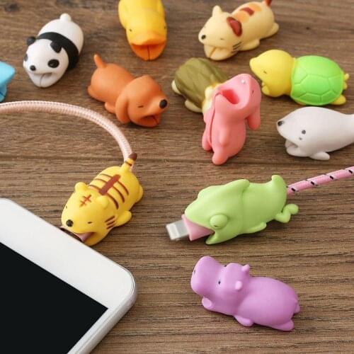 1 pcs Animal Cable Protector for Iphone Protege Cable Buddies Cartoon Cable Bite Phone Holder Accessory Model Funny